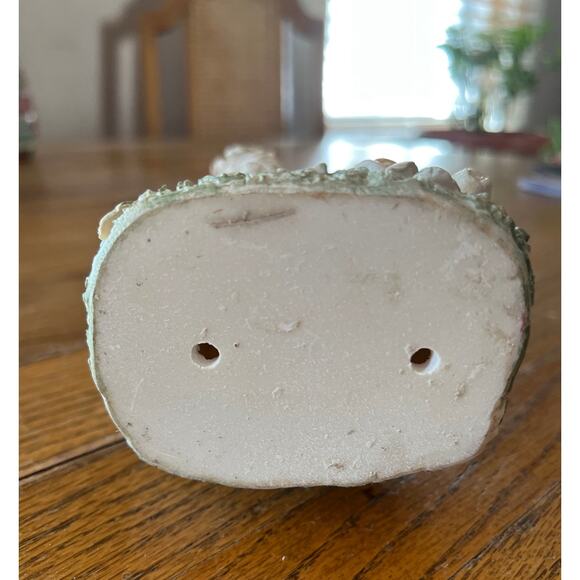 Vintage Garden Fairy Figurine w/ FLower Basket, Sun Hat and SMiling Turtle - Picture 6 of 6